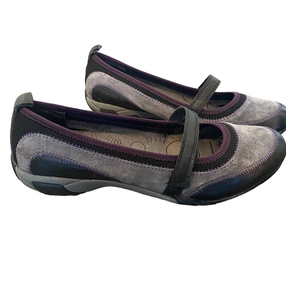 Hush Puppies Grey Suede, Purple and Black Leather Slip On with Velcro Strap 9.5 - Picture 7 of 13